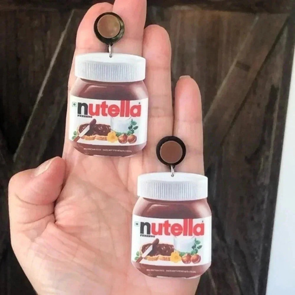 Big Nutella Jar Fun Funny Whimsical Earrings NWT - Picture 2 of 3